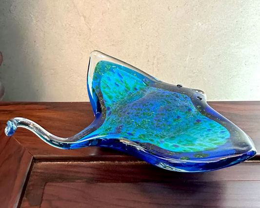 Colored glass ornament crystal manta ray sea fish for living room