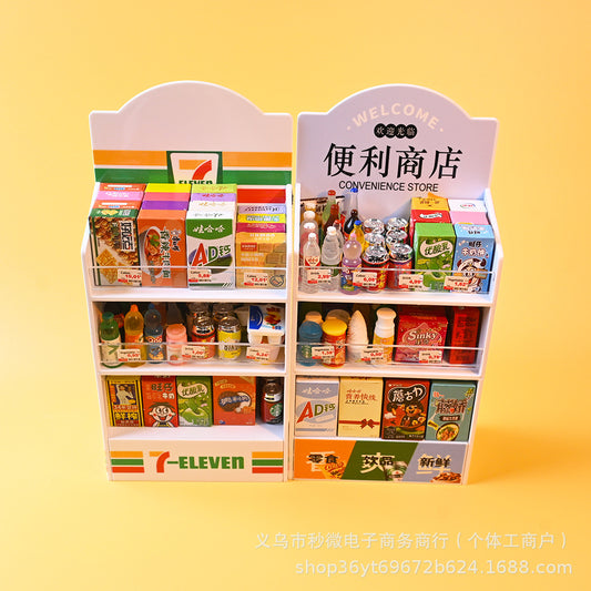 Miniature Supermarket Convenience Store Shelf Toy Small Ornament Micro Food Play Scene Prop Pretend Play Toy