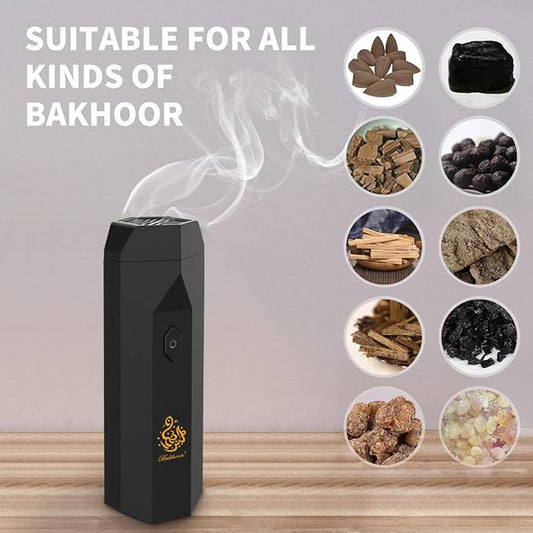 Bishkoor Electric Hair Bakhoor Comb – A portable incense burner comb designed for infusing your hair with luxurious Arabian scents, suitable for all types of bakhoor and incense.