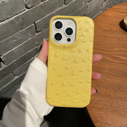 Ostrich pattern leather suitable for Apple 16promax phone case iPhone 15 half pack 14 hard 13 anti drop 12/11