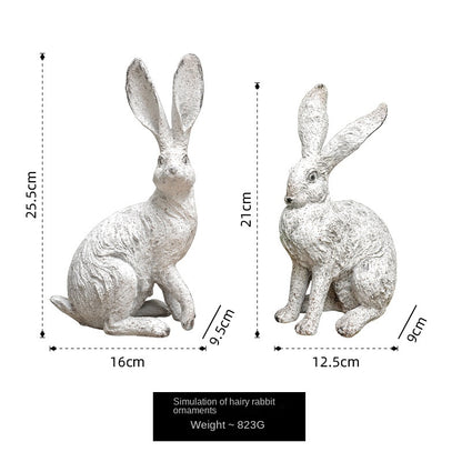 Simple Nordic Cute Gifts Home Decor Rural Resin Crafts Little White Rabbit Decoration Pendant