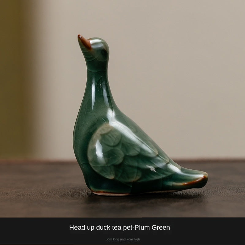 RuYao Tea Pet Ornament, Tea Tray Accessory, Cute Duck Tea Cover Holder, Tea Ceremony Decorative Item