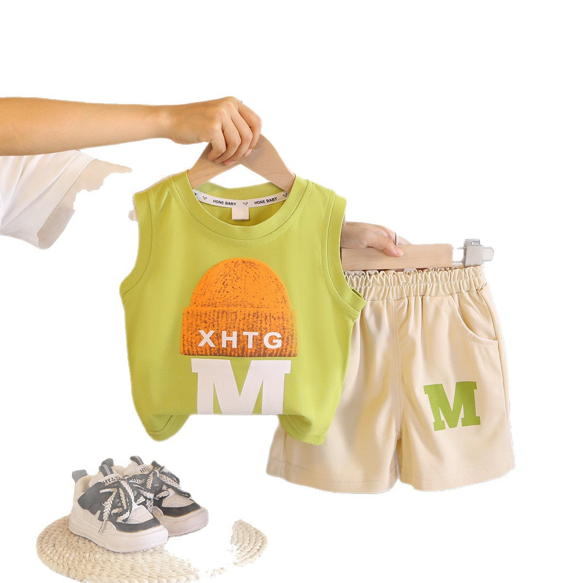 Casual vest baby summer sleeveless shorts two-piece set