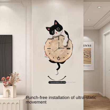 Cartoon Cat Wall Clock Living Room Home Clock Wall Hanging Creative Swinging Restaurant Clock