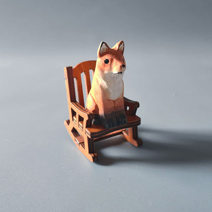 Wooden carving ornaments solid wood handmade carving Shiba Inu kitten decoration