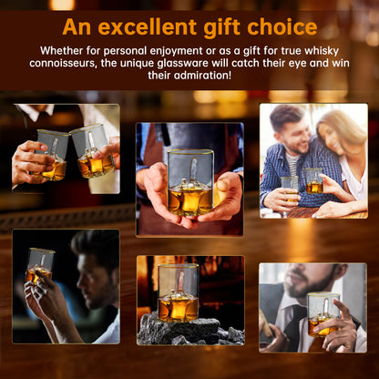 Middle Finger Whiskey Glass with 3D Finger Inside - Funny Novelty Glass for Bourbon Scotch Cocktails, Unique Gift for Men