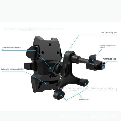Long Rod Automatic Lock Car Phone Holder Telescopic Suction Cup Mount for Car Air Vent Lazy Live Streaming