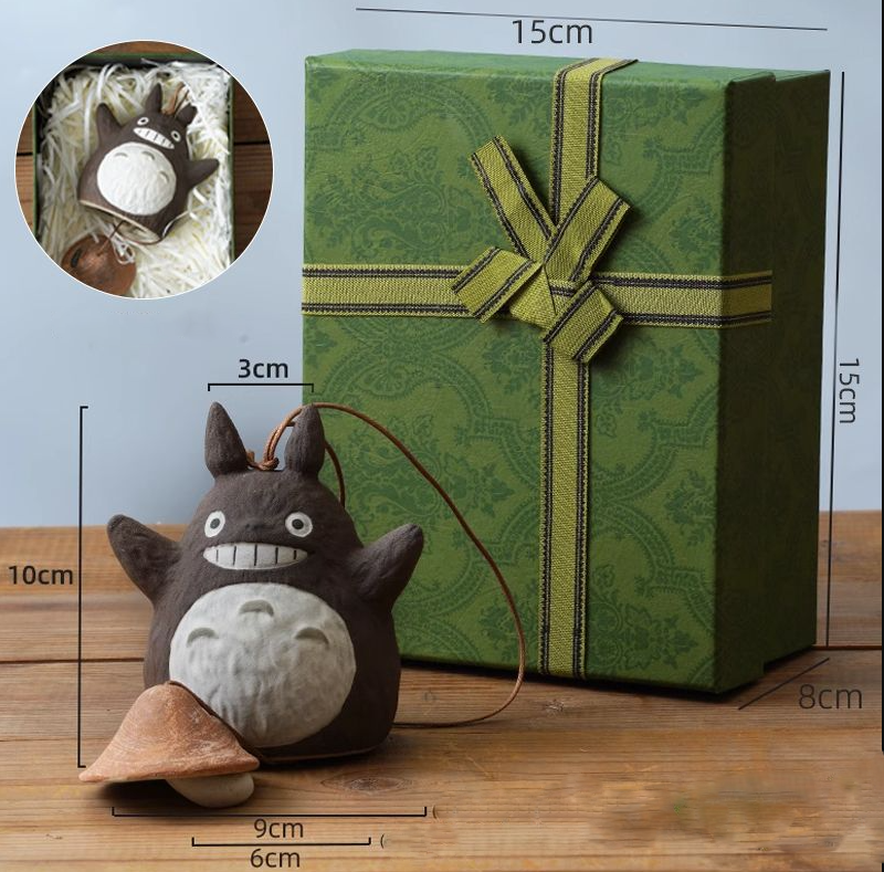 Totoro Wind Chime Hanging Ornament Ceramic Cute Japanese Retro Balcony Camping Decoration Birthday Graduation Gift