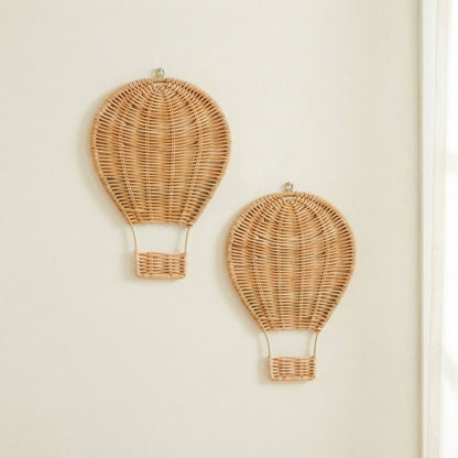 Handmade Rattan Hot Air Balloon Wall Hanging Decoration for Kids' Room, Home Decor, Baby Photo Prop