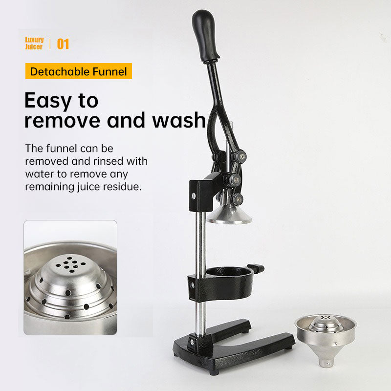 Cast Iron Citrus Juicer: extra-large commercial manual press, heavy duty countertop squeezer for fresh orange juice.