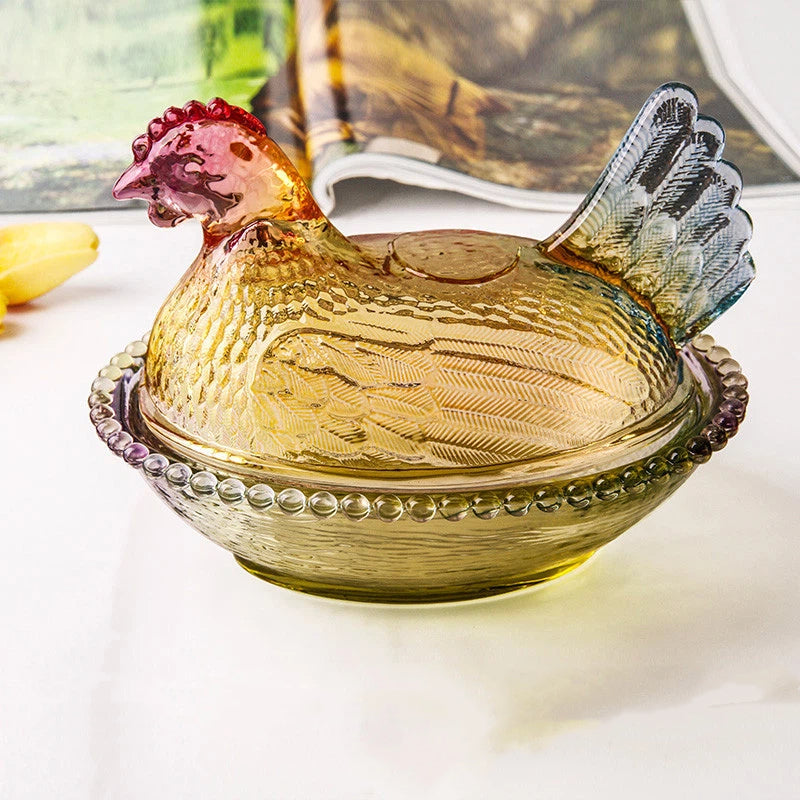 Glass storage jar glass chicken candy snack jar