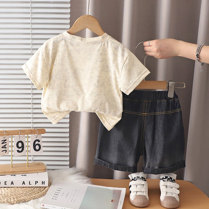 Summer baby children's clothing short sleeved two-piece set