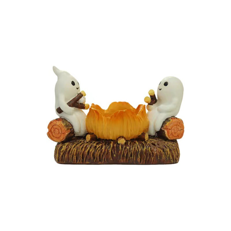 Ghost Campfire Flickering Night Light Halloween Ghost Decorative Mini Candle Holder