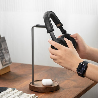 Premium Walnut Wood Real Wood Headphone Stand, Wooden Headphone Display Rack, Gaming Creative Over-Ear Headphone Hanger