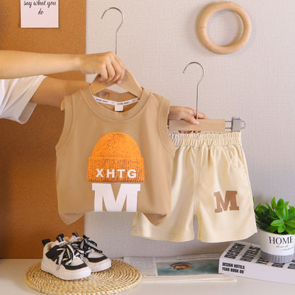Casual vest baby summer sleeveless shorts two-piece set