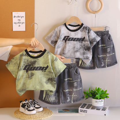 Round neck short sleeved casual baby boy summer