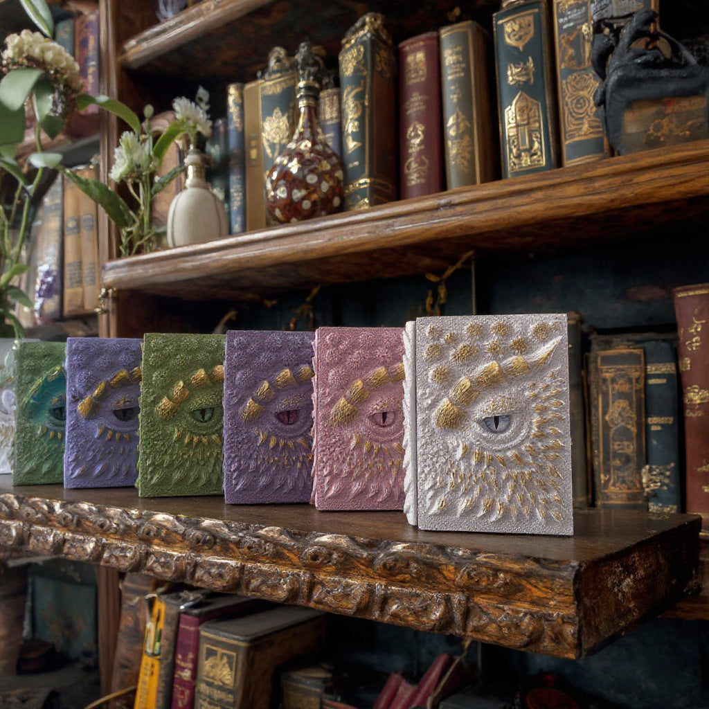 New Clear Cream-Colored Resin Animated Dragon Book with Demon's Eye for Independent Site