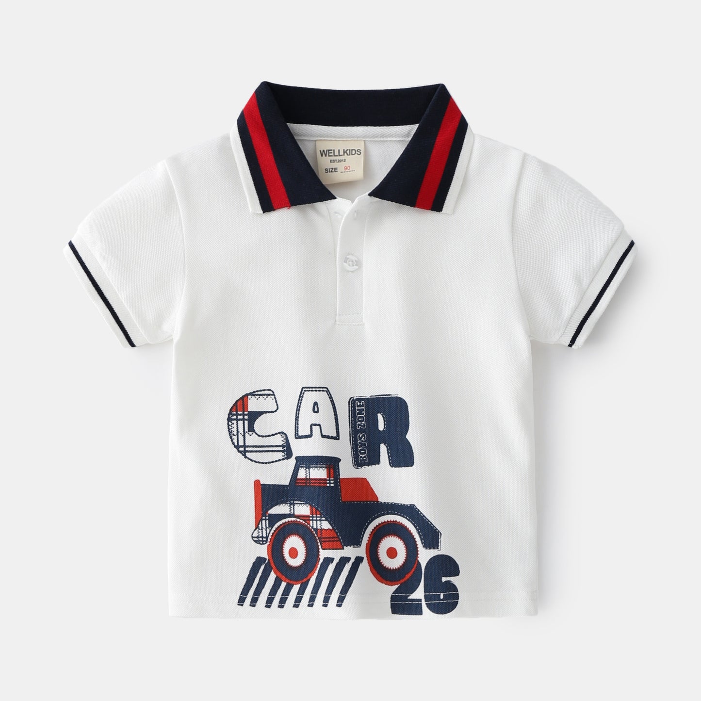 Cartoon Letter Print Short Sleeve Polo Shirt for Boys Casual Summer Style