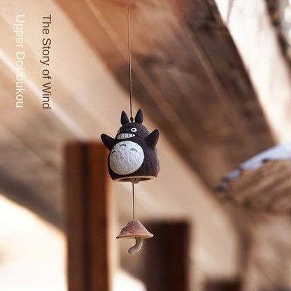 Totoro Wind Chime Hanging Ornament Ceramic Cute Japanese Retro Balcony Camping Decoration Birthday Graduation Gift