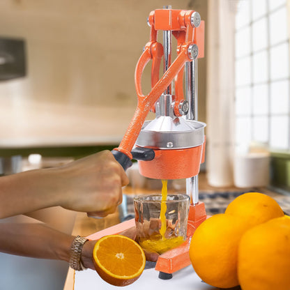 Cast Iron Citrus Juicer: extra-large commercial manual press, heavy duty countertop squeezer for fresh orange juice.