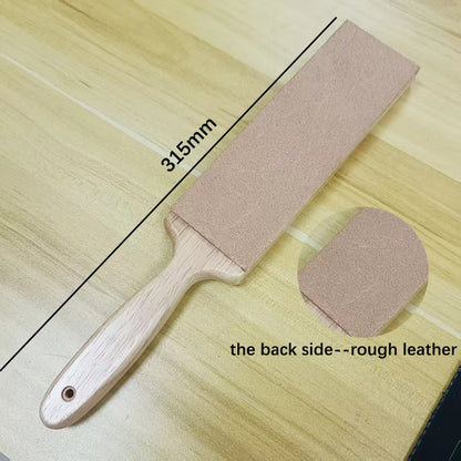 315mm New Knife Sharpening Stone Polishing Leather Double-Sided Sharpening Belt Composite Wooden Handle