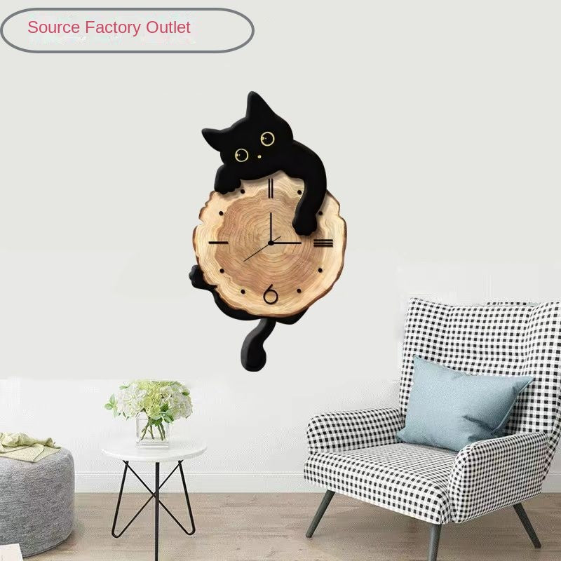 Cartoon Cat Wall Clock Living Room Home Clock Wall Hanging Creative Swinging Restaurant Clock