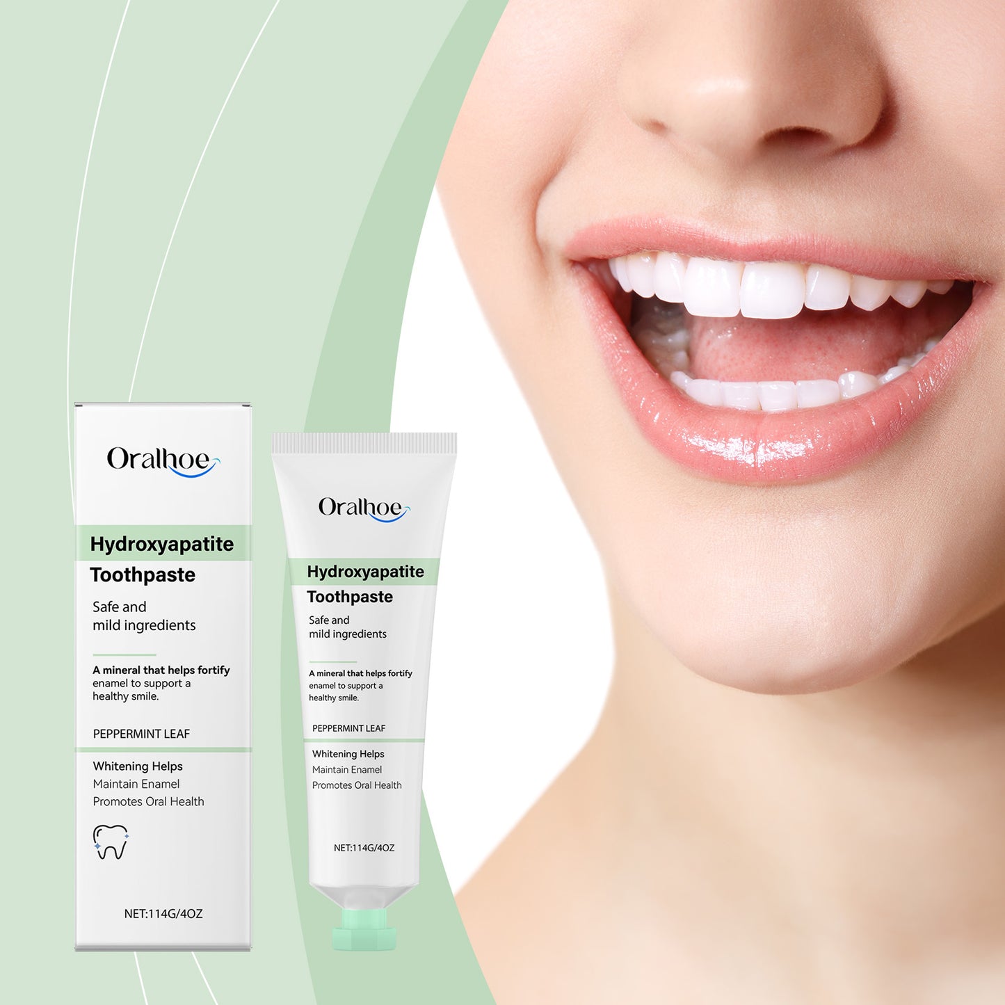 Oralhoe Mint Sparkling Toothpaste, Gently Cleans Stains Fresh Breath Mint Refreshing Toothpaste