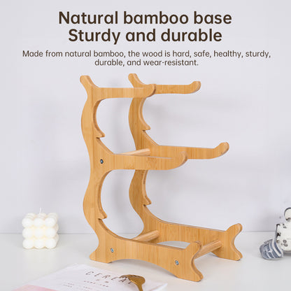2-Tier Bamboo Fruit Stand for Kitchen, Space Saving Countertop Organizer with Ventilation to Keep Produce Fresh