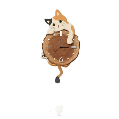 Cartoon Cat Wall Clock Living Room Home Clock Wall Hanging Creative Swinging Restaurant Clock