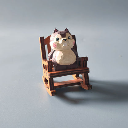 Wooden carving ornaments solid wood handmade carving Shiba Inu kitten decoration