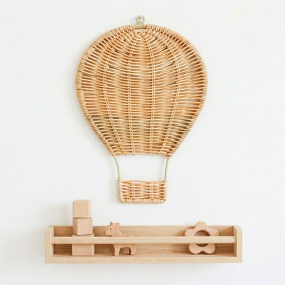 Handmade Rattan Hot Air Balloon Wall Hanging Decoration for Kids' Room, Home Decor, Baby Photo Prop