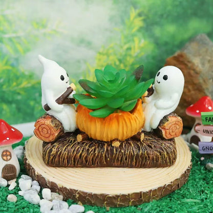 Ghost Campfire Flickering Night Light Halloween Ghost Decorative Mini Candle Holder