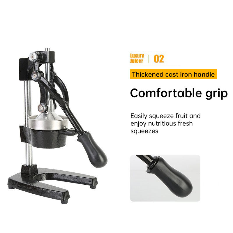 Cast Iron Citrus Juicer: extra-large commercial manual press, heavy duty countertop squeezer for fresh orange juice.
