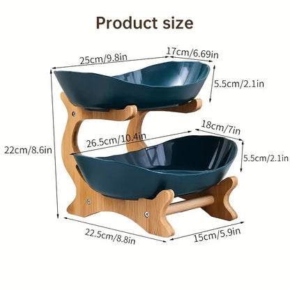 2-Tier Bamboo Fruit Stand for Kitchen, Space Saving Countertop Organizer with Ventilation to Keep Produce Fresh