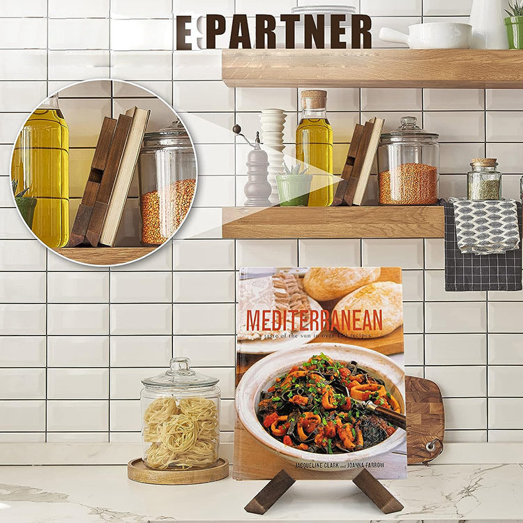 Wooden Kitchen Recipe Rack for Home Use, Wall-Mounted or Desktop Book Stand for Reading and Menu Display