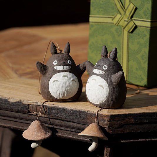 Totoro Wind Chime Hanging Ornament Ceramic Cute Japanese Retro Balcony Camping Decoration Birthday Graduation Gift