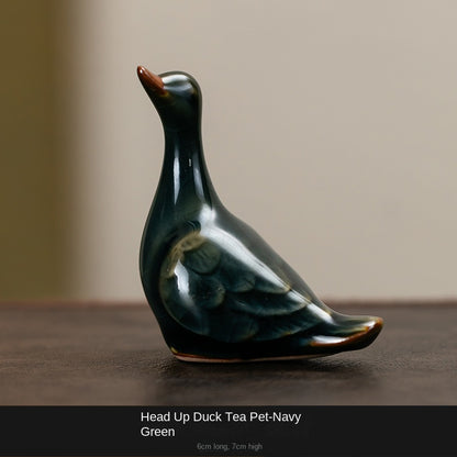 RuYao Tea Pet Ornament, Tea Tray Accessory, Cute Duck Tea Cover Holder, Tea Ceremony Decorative Item