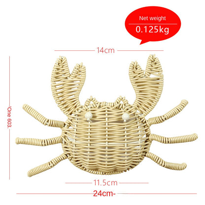 Ocean Series Handmade Rattan Wall Hanging Decor - Seahorse, Crab, Tropical Fish, Handwoven Rattan Wall Art