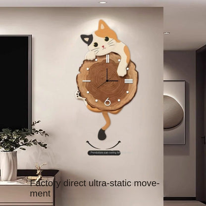 Cartoon Cat Wall Clock Living Room Home Clock Wall Hanging Creative Swinging Restaurant Clock