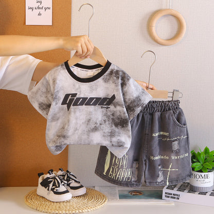 Round neck short sleeved casual baby boy summer