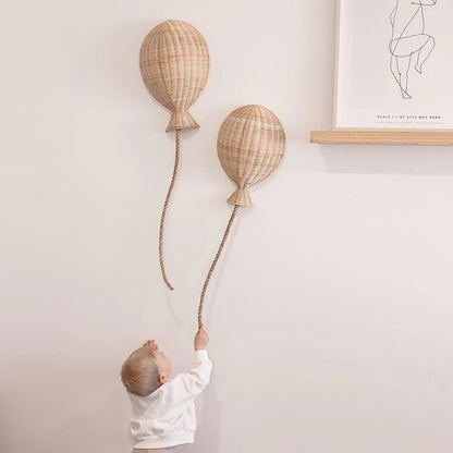 Scandinavian Bamboo Woven Balloon Wall Hanging Decor for Kids' Room Wall Decoration