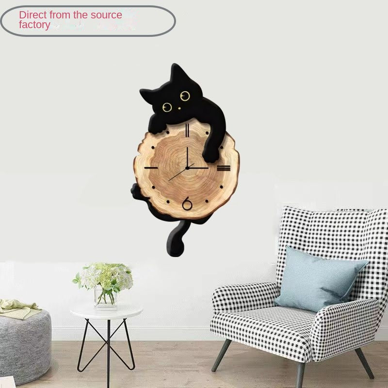 Cartoon Cat Wall Clock Living Room Home Clock Wall Hanging Creative Swinging Restaurant Clock