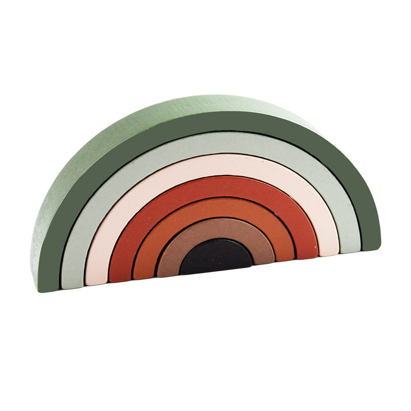 Wooden Rainbow Building Blocks for Children's Intellectual Development and Color Recognition Educational Toy