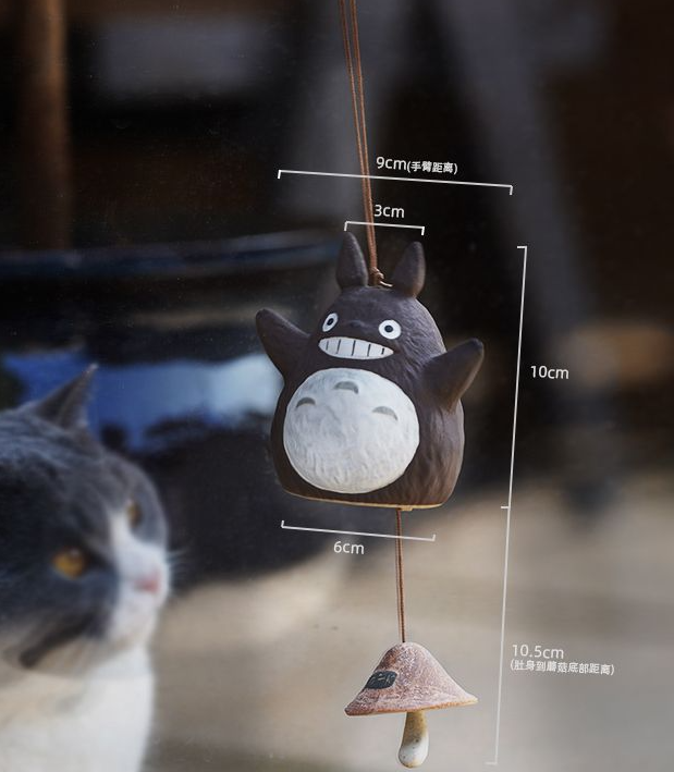Totoro Wind Chime Hanging Ornament Ceramic Cute Japanese Retro Balcony Camping Decoration Birthday Graduation Gift